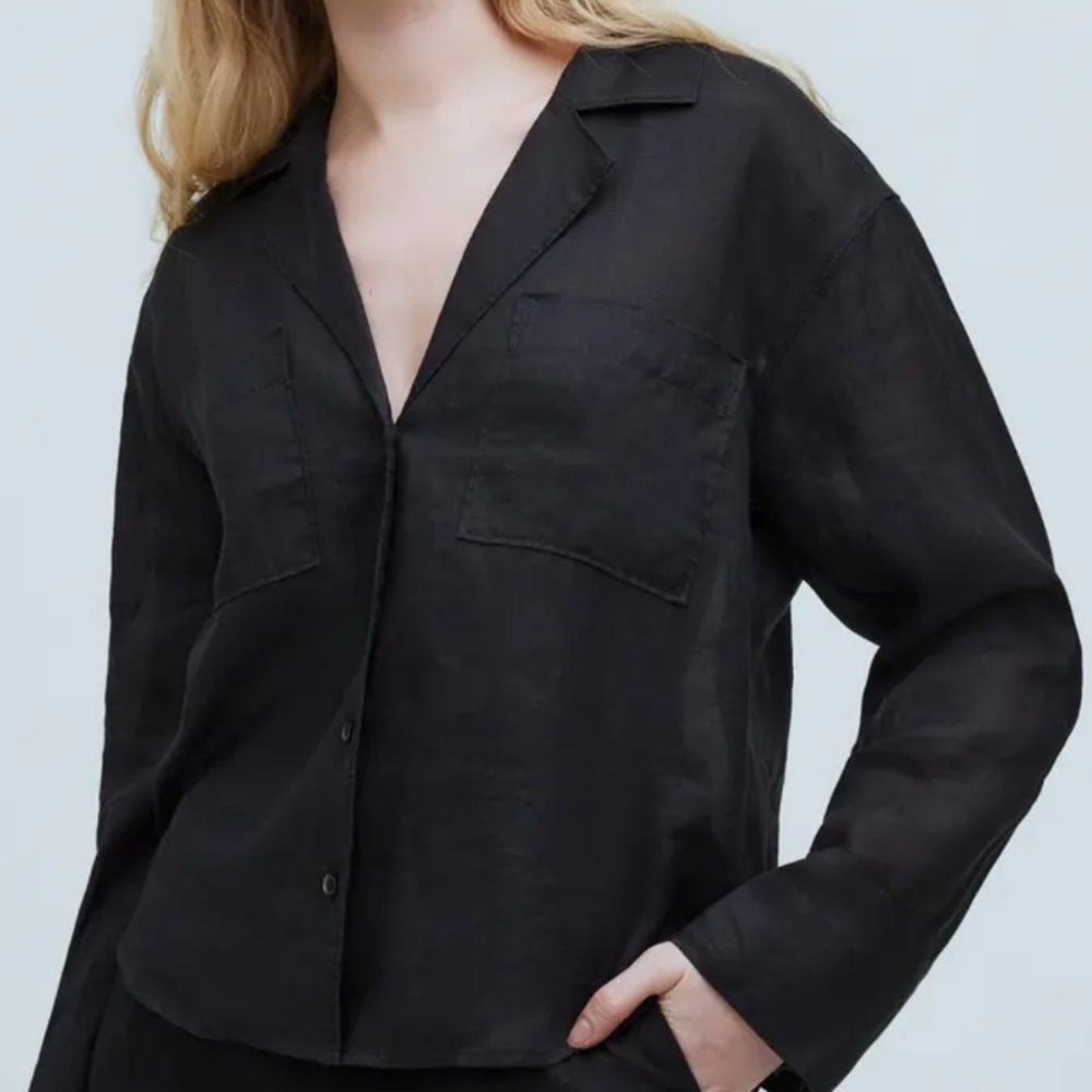 Women's Black Button-Up Top